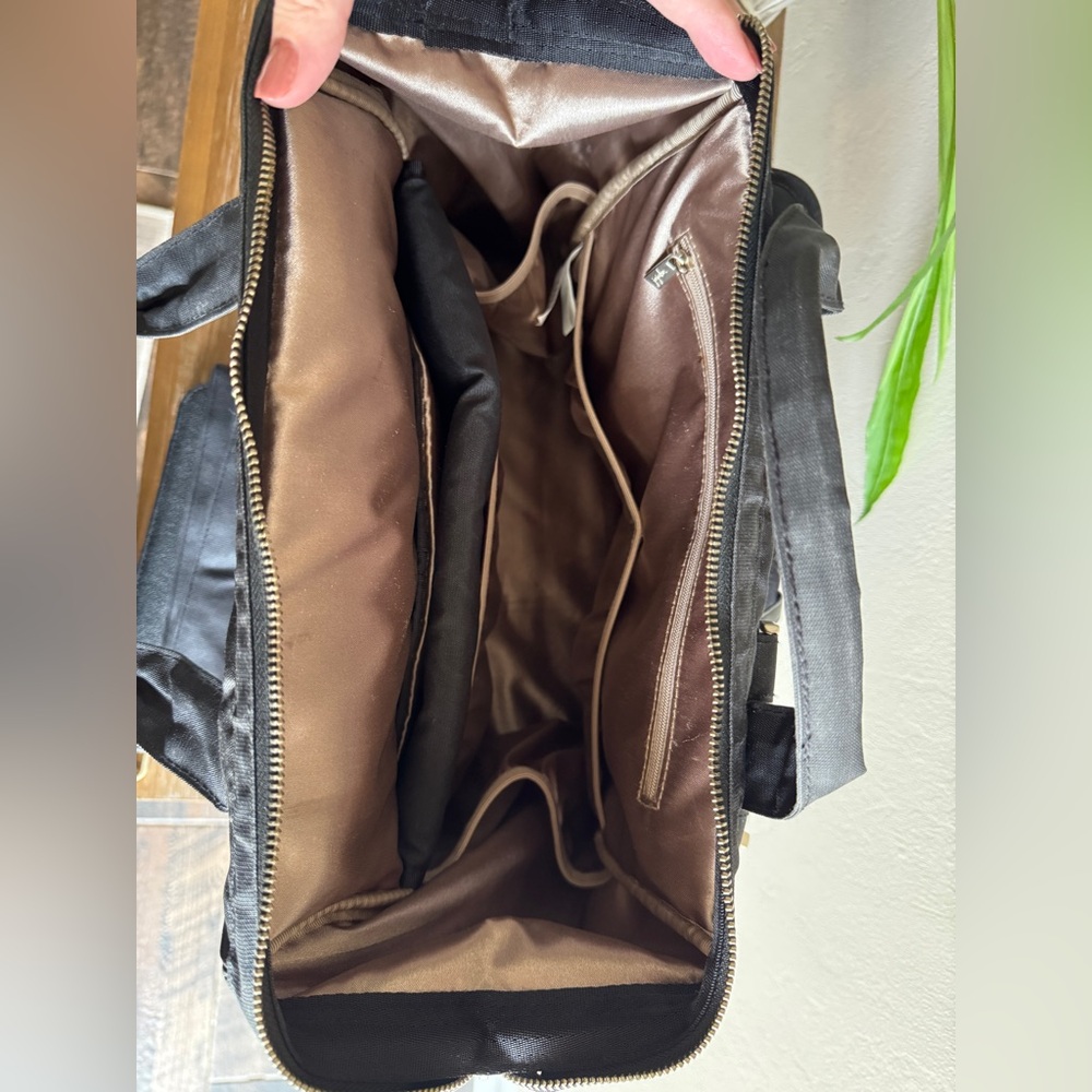 JuJuBe BFF Black Chromatics Baby Bag w/ Gold Accents & pacifier holder - Picture 8 of 11